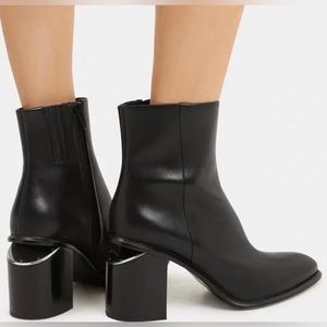 Alexander Wang Black Leather Anna Ankle Boot Size 37 7 / 7.5